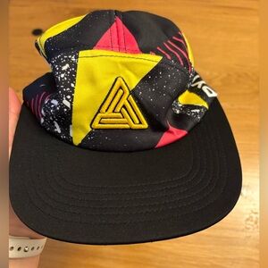 Black Pyramid Hat - Black with Yellow and Pink Accents